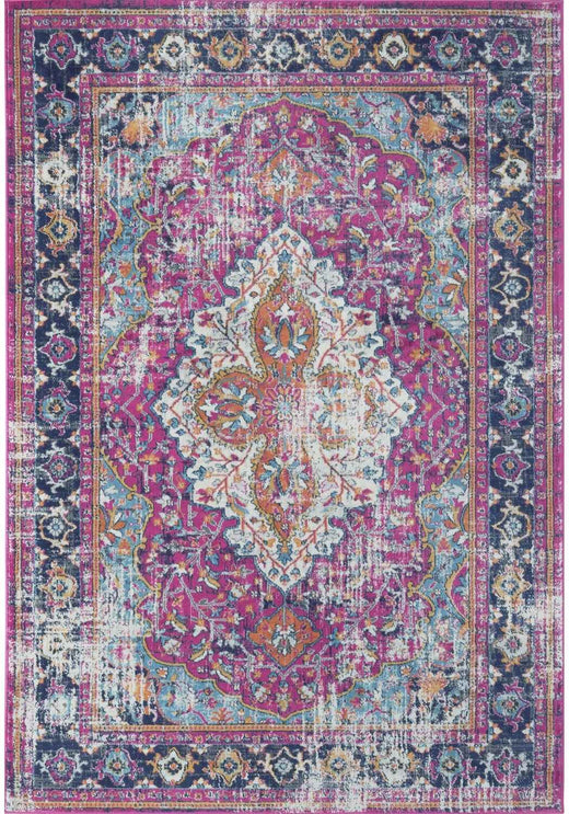 Living Room Rug Vintage Bordered in Multicolour