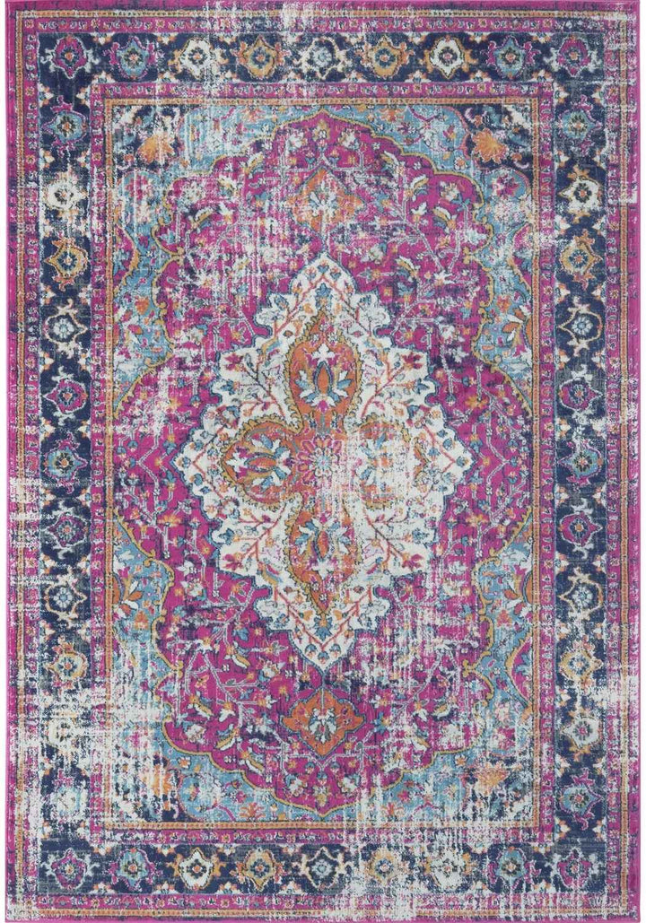 Living Room Rug Vintage Bordered in Multicolour