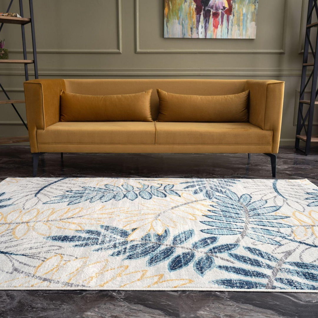 Living Room Rug Floral Design in Multicolour