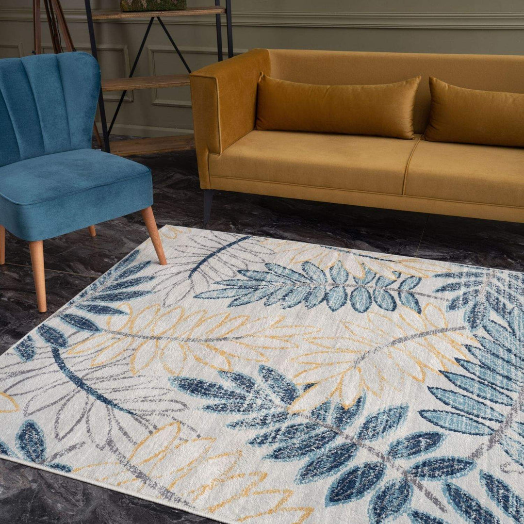 Living Room Rug Floral Design in Multicolour