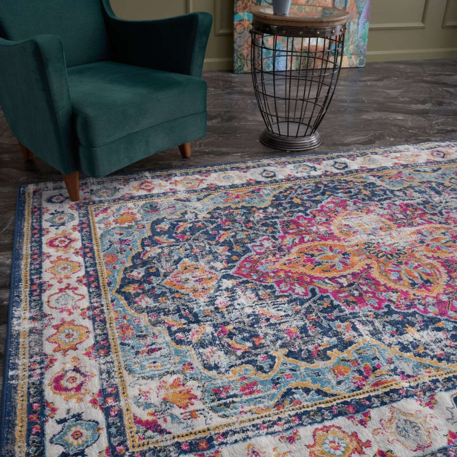 Vintage Design Multicolour Living Room Rug | The Rugs