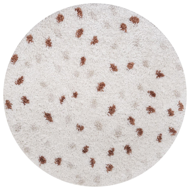 Moodi Shaggy Cream/Brown Rug, Dots design, Underfloor heating | THE RUGS