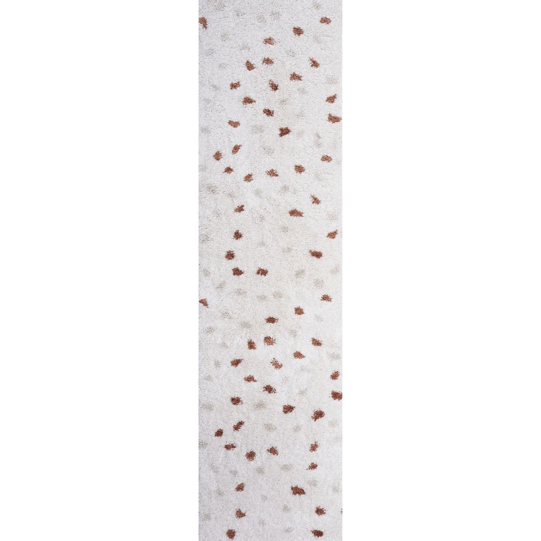 Moodi Shaggy Cream/Brown Rug, Dots design, Underfloor heating | THE RUGS