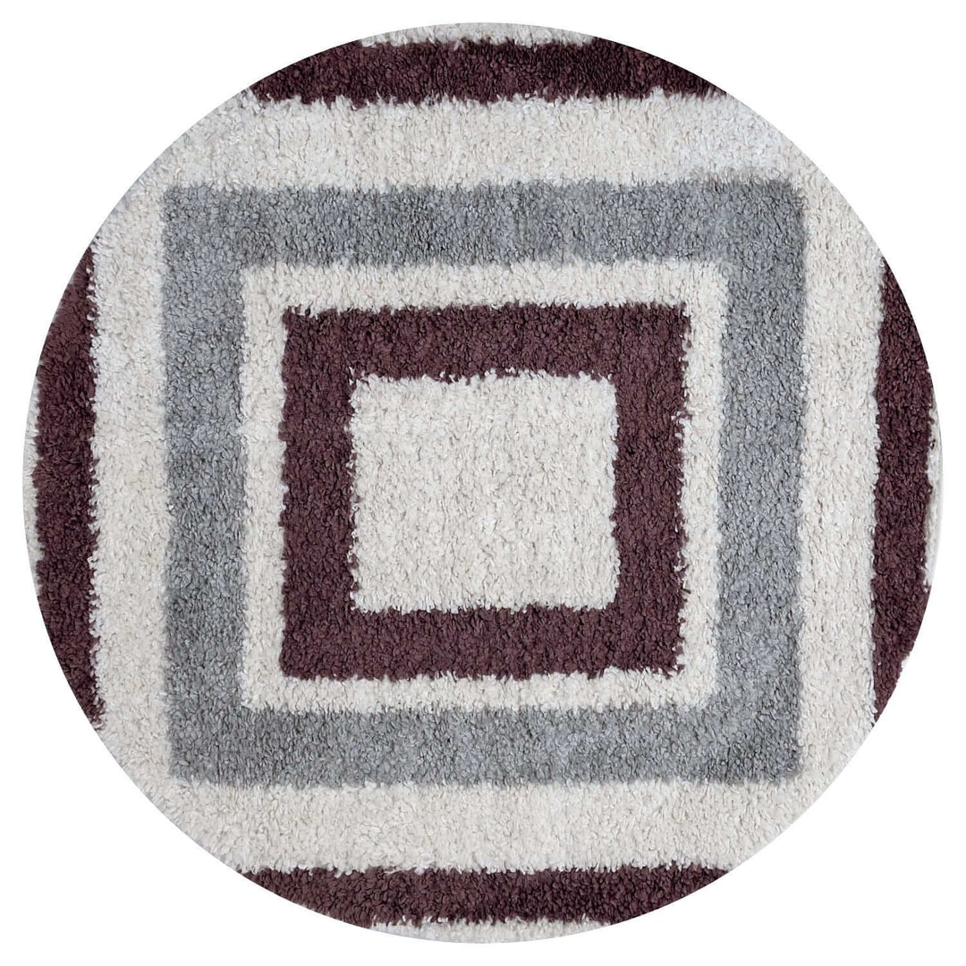 Moodi Shaggy Grey/Purple Rug, classic bordered design, fluffy pile | THE RUGS