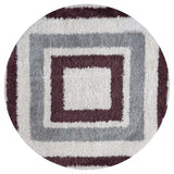 Moodi Shaggy Grey/Purple Rug, classic bordered design, fluffy pile | THE RUGS