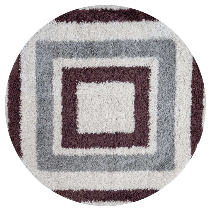 Moodi Shaggy Grey/Purple Rug, classic bordered design, fluffy pile | THE RUGS