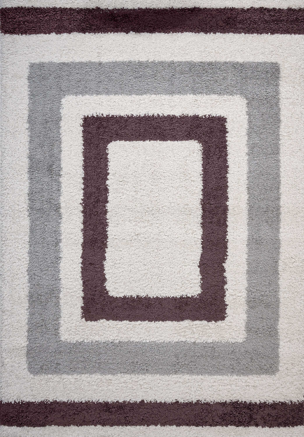 Moodi Shaggy Grey/Purple Rug, classic bordered design, fluffy pile | THE RUGS