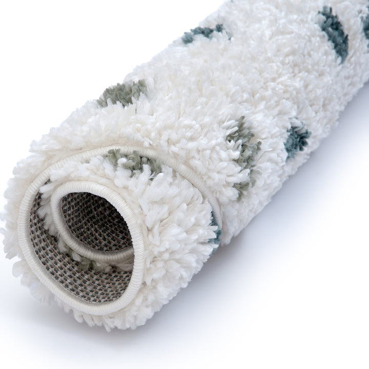 Moodi Shaggy Green Rug, Dots design, Underfloor heating | THE RUGS