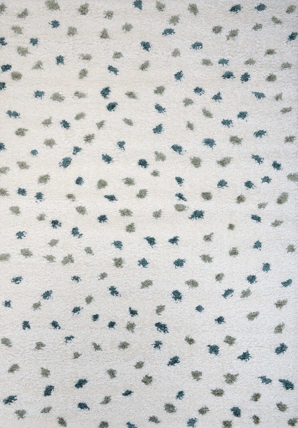 Moodi Shaggy Green Rug, Dots design, Underfloor heating | THE RUGS
