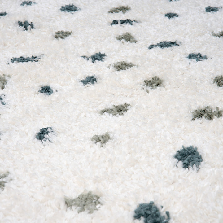 Moodi Shaggy Green Rug, Dots design, Underfloor heating | THE RUGS