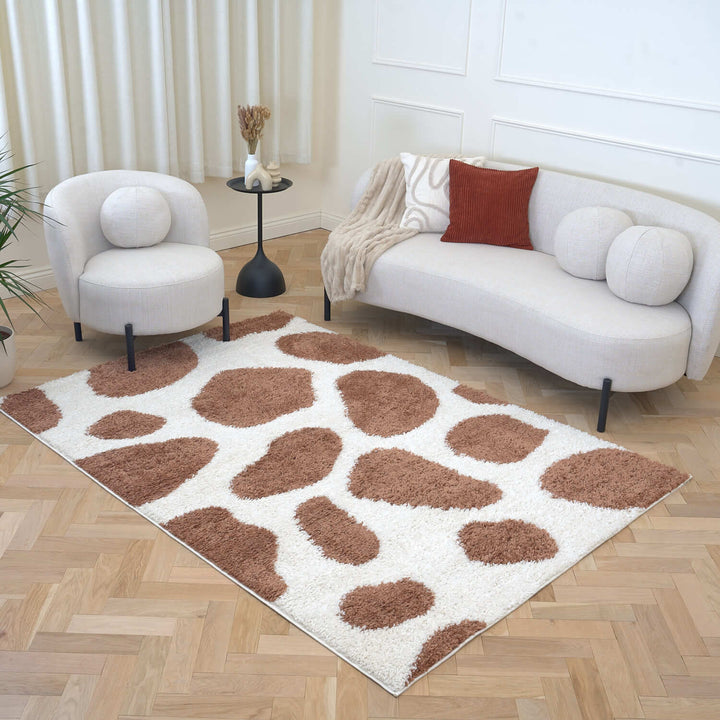 Moodi Shaggy Brown Rug, Non-Shedding, Soft Pile| THE RUGS