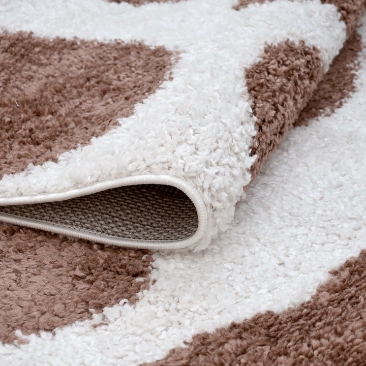 Moodi Shaggy Brown Rug, Non-Shedding, Soft Pile| THE RUGS