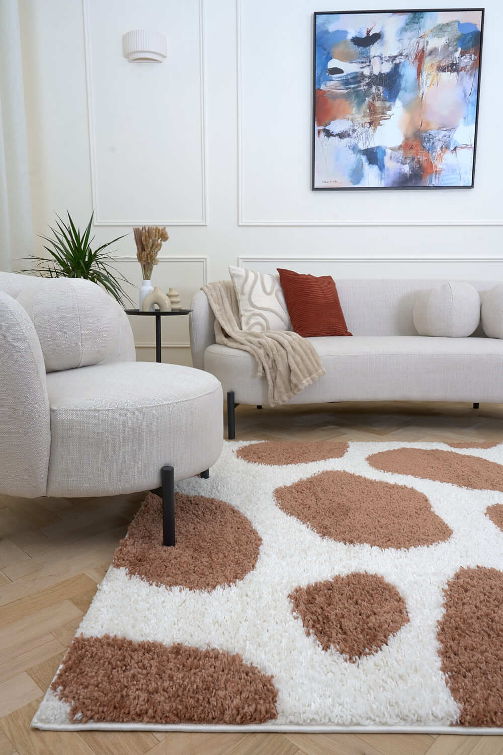 Moodi Shaggy Brown Rug, Non-Shedding, Soft Pile| THE RUGS