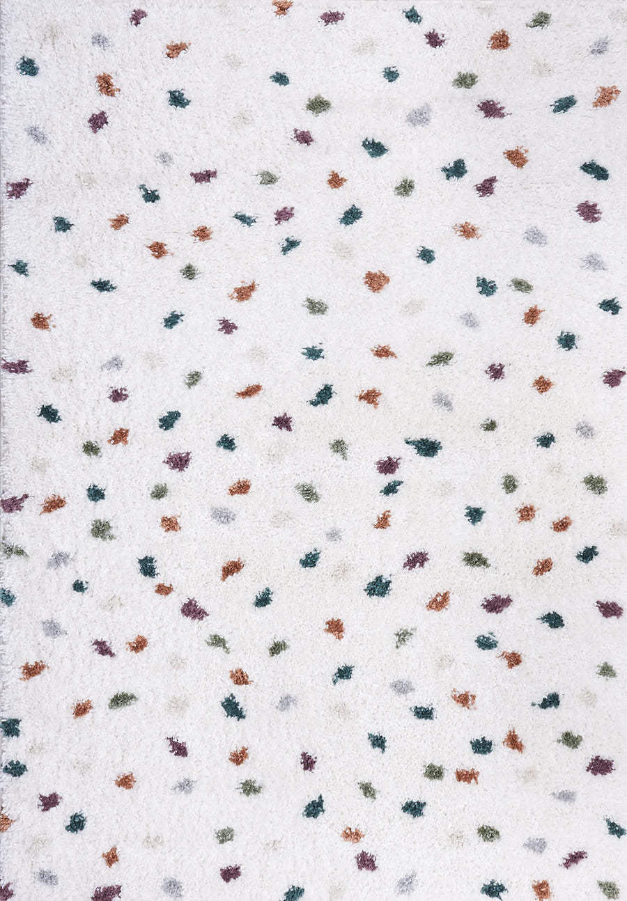 Moodi Shaggy Multicolour Rug, Dots design, Soft & durable | THE RUGS