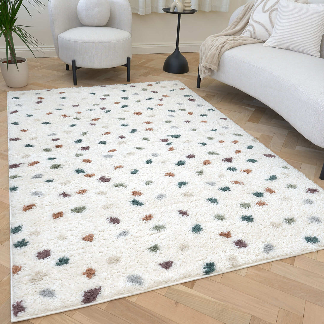 Moodi Shaggy Multicolour Rug, Dots design, Soft & durable | THE RUGS