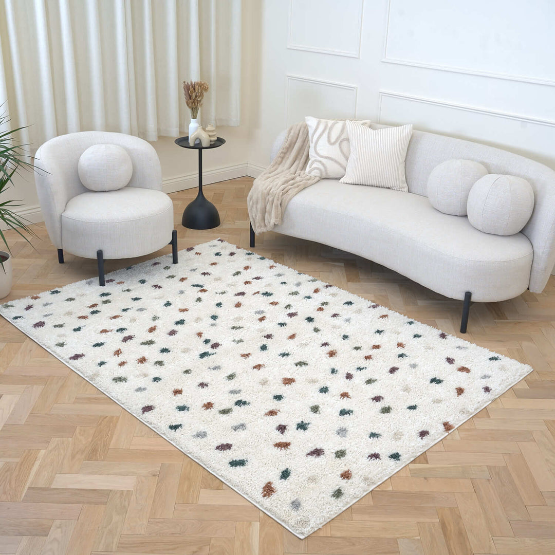 Moodi Shaggy Multicolour Rug, Dots design, Soft & durable | THE RUGS