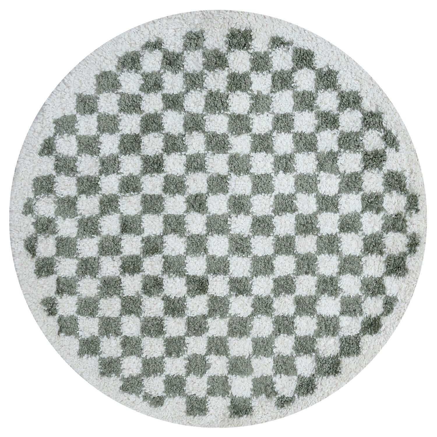 Moodi shaggy Green tartan design rug, Fluffy & soft pile | THE RUGS