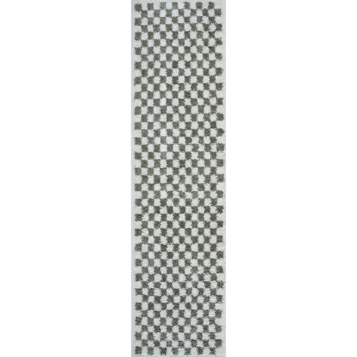 Moodi shaggy Green tartan design rug, Fluffy & soft pile | THE RUGS
