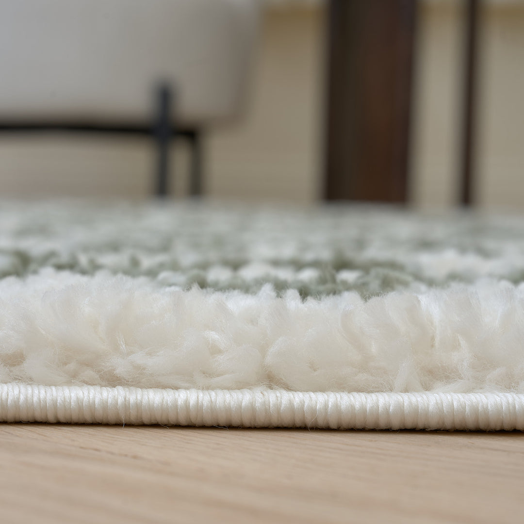 Moodi shaggy Green tartan design rug, Fluffy & soft pile | THE RUGS