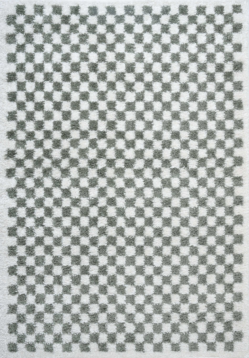 Moodi shaggy Green tartan design rug, Fluffy & soft pile | THE RUGS