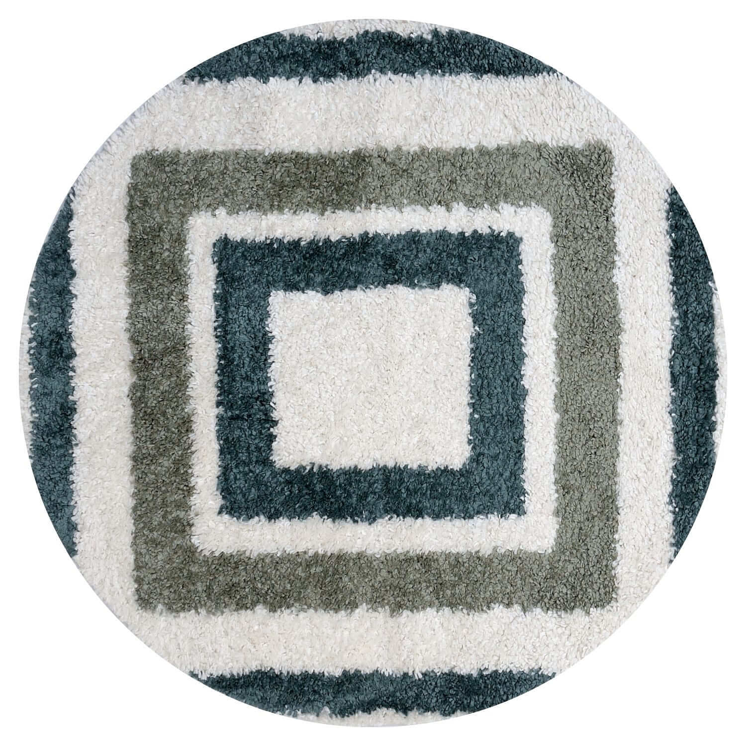 Moodi Shaggy Green Rug, Bordered design, underfloor heating | THE RUGS
