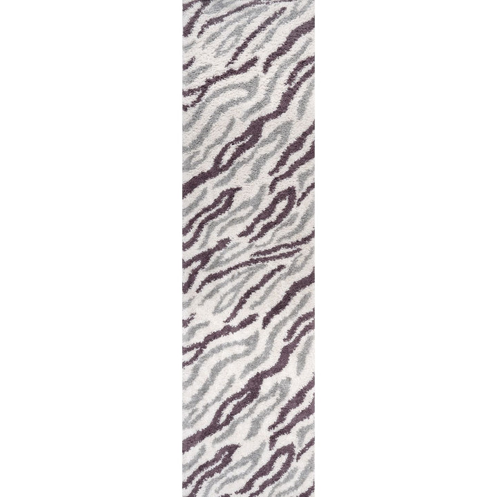 Moodi Shaggy Grey/Purple Rug, abstract design, soft pile | THE RUGS