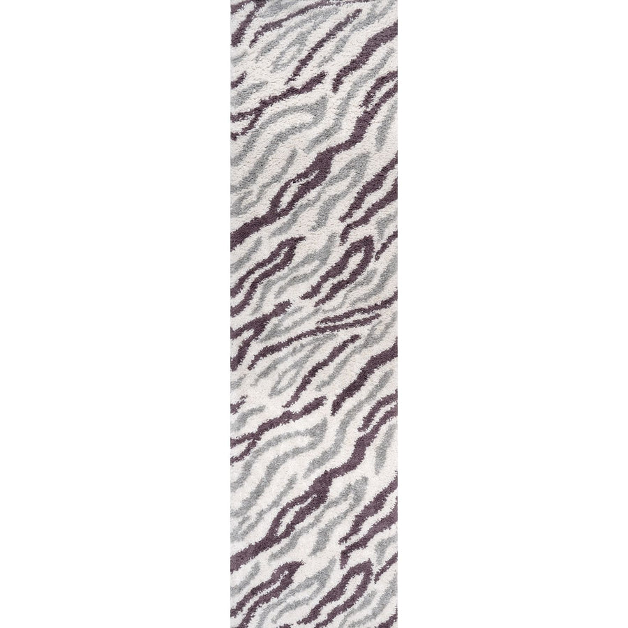 Moodi Shaggy Grey/Purple Rug, abstract design, soft pile | THE RUGS