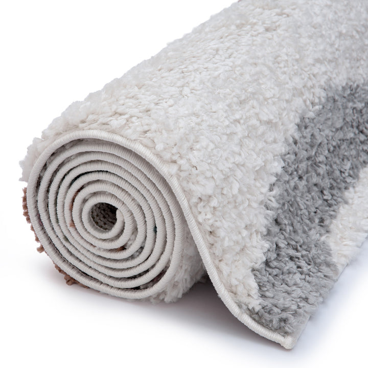 Moodi Shaggy Multicolour Rug, Striped design, Easy to clean| THE RUG