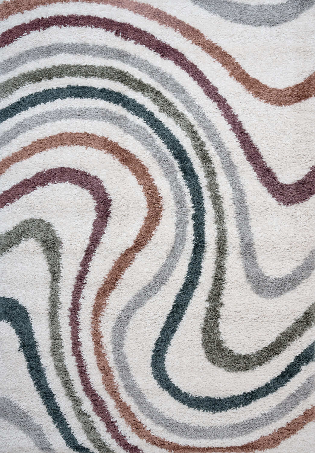 Moodi Shaggy Multicolour Rug, Striped design, Easy to clean| THE RUG