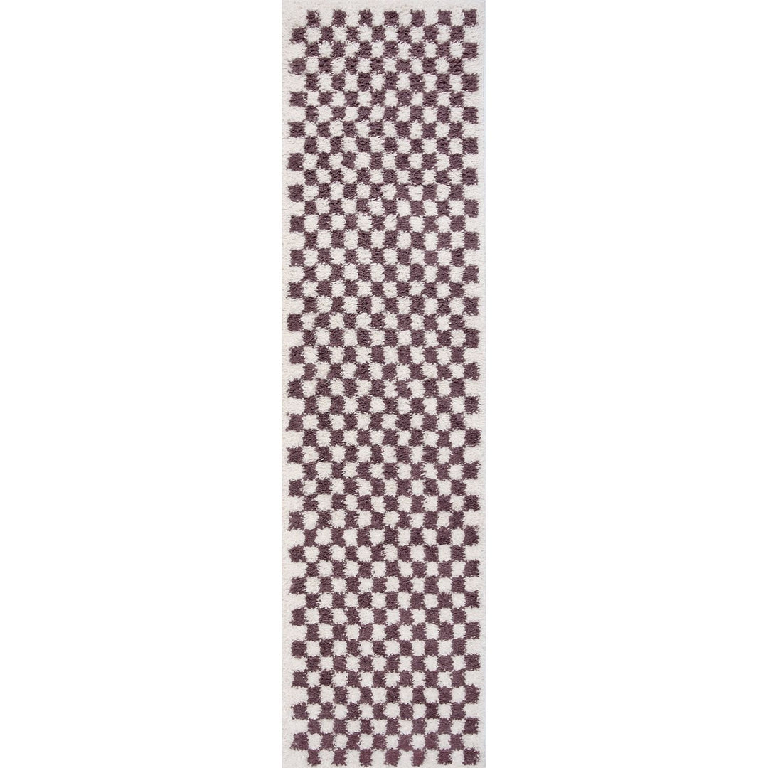Moodi Shaggy Purple Rug, tartana design, Easy maintenance | THE RUGS