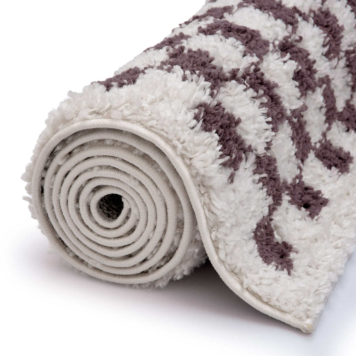 Moodi Shaggy Purple Rug, tartana design, Easy maintenance | THE RUGS