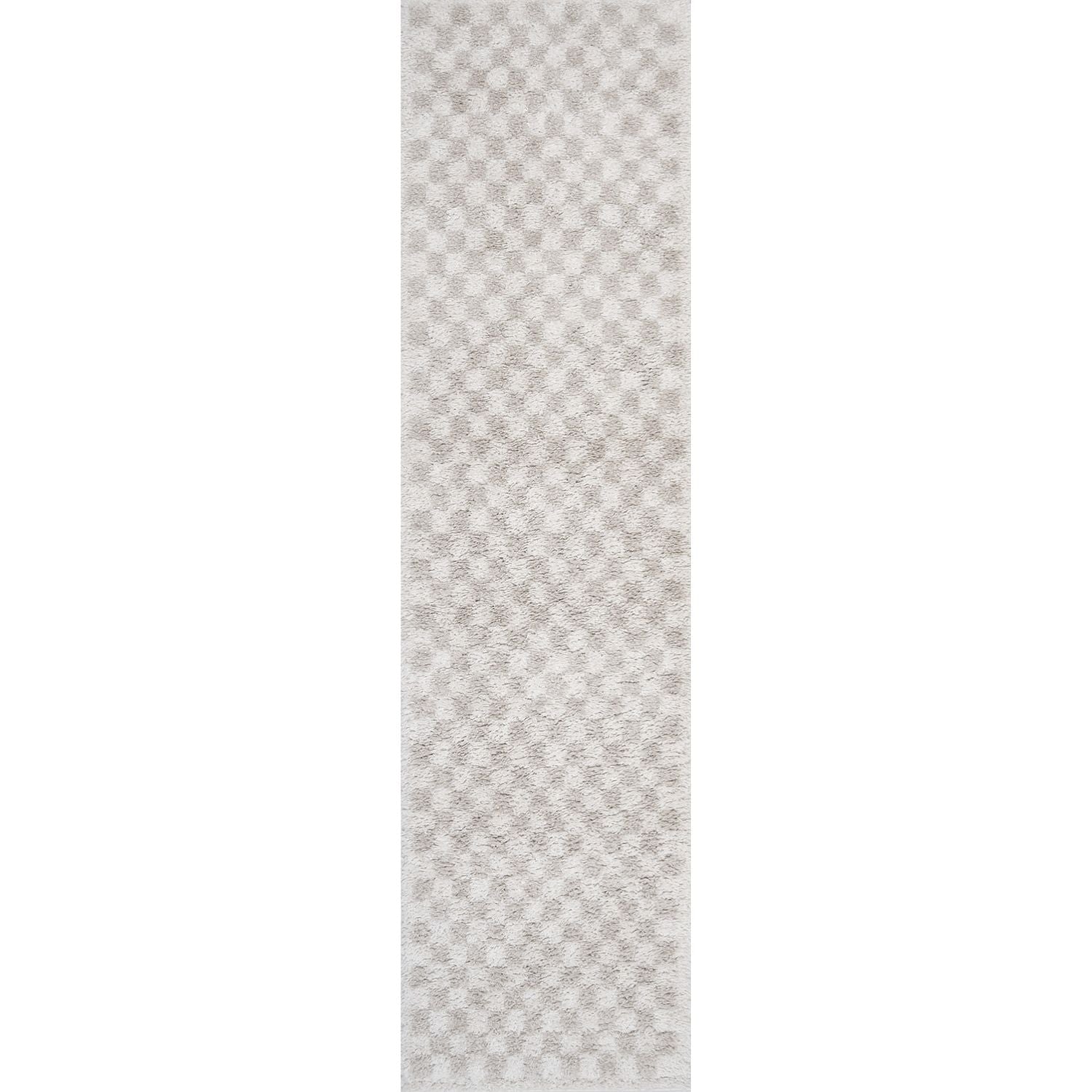 Moodi Shaggy Cream Rug, soft & fluffy pile, tartan design | THE RUGS