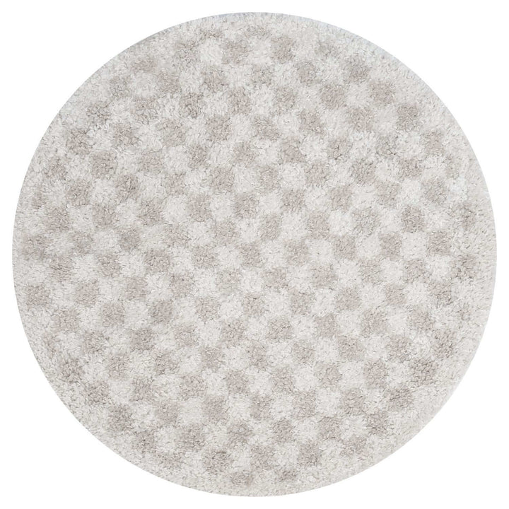 Moodi Shaggy Cream Rug, soft & fluffy pile, tartan design | THE RUGS