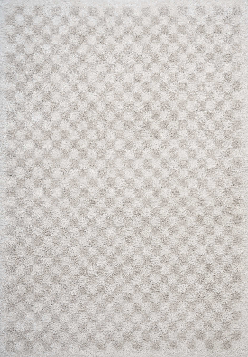 Moodi Shaggy Cream Rug, soft & fluffy pile, tartan design | THE RUGS