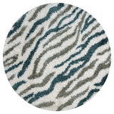 Moodi Shaggy Green Rug, abstract design, 30 mm plush pile | THE RUGS