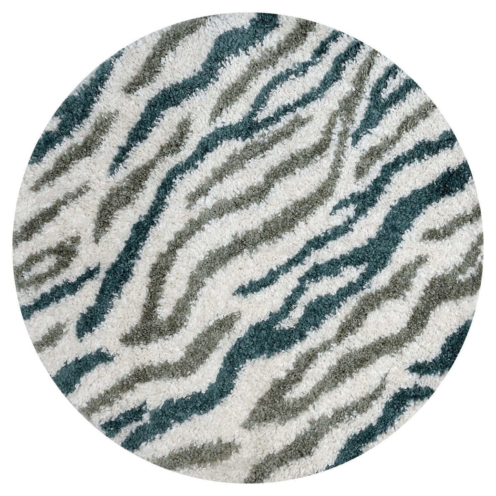 Moodi Shaggy Green Rug, abstract design, 30 mm plush pile | THE RUGS