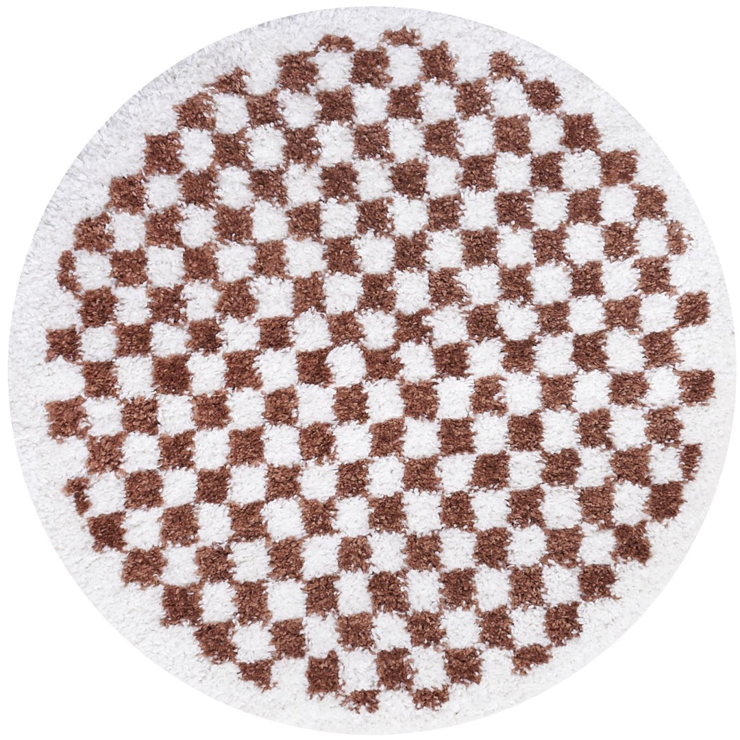 Moodi Shaggy Brown Rug, Tartan design, soft and comfortable pile | THE RUGS