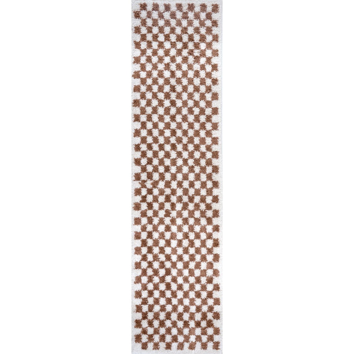 Moodi Shaggy Brown Rug, Tartan design, soft and comfortable pile | THE RUGS