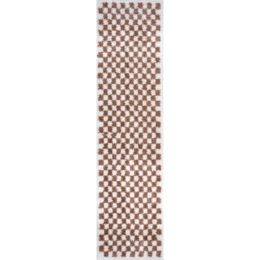Moodi Shaggy Brown Rug, Tartan design, soft and comfortable pile | THE RUGS