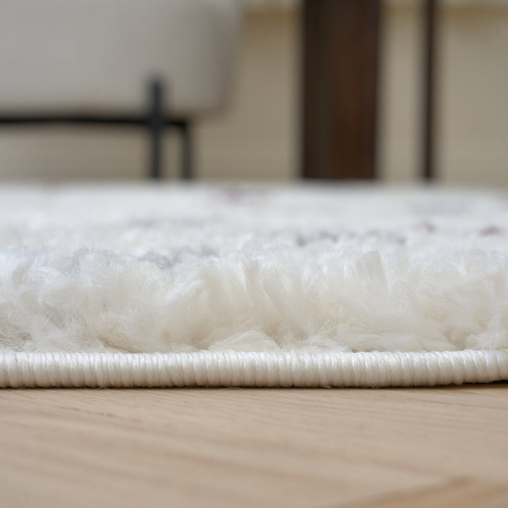 Moodi Shaggy Grey/Purple Rug, dots design, underfloor heating rug | THE RUGS