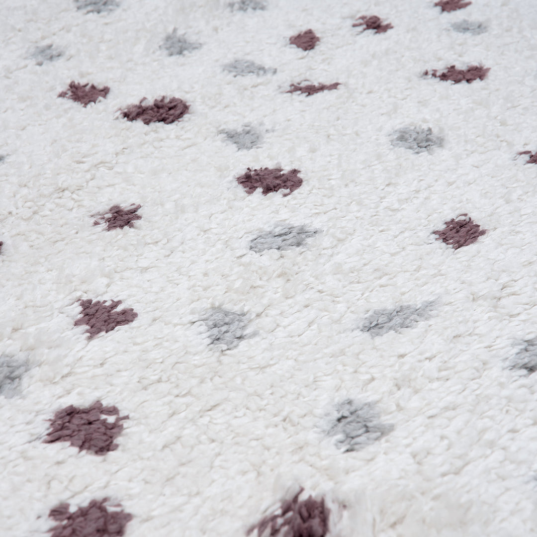Moodi Shaggy Grey/Purple Rug, dots design, underfloor heating rug | THE RUGS