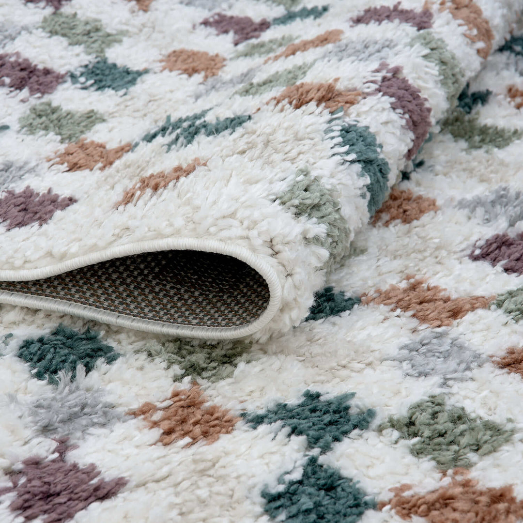 Moodi Shaggy Multicolour Rug, tartan design, high & fluffy pile | THE RUGS