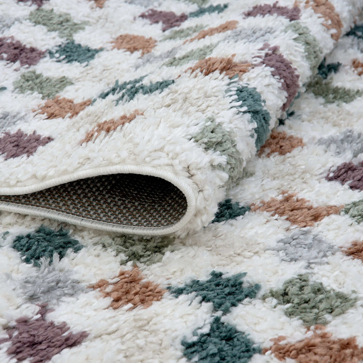 Moodi Shaggy Multicolour Rug, tartan design, high & fluffy pile | THE RUGS