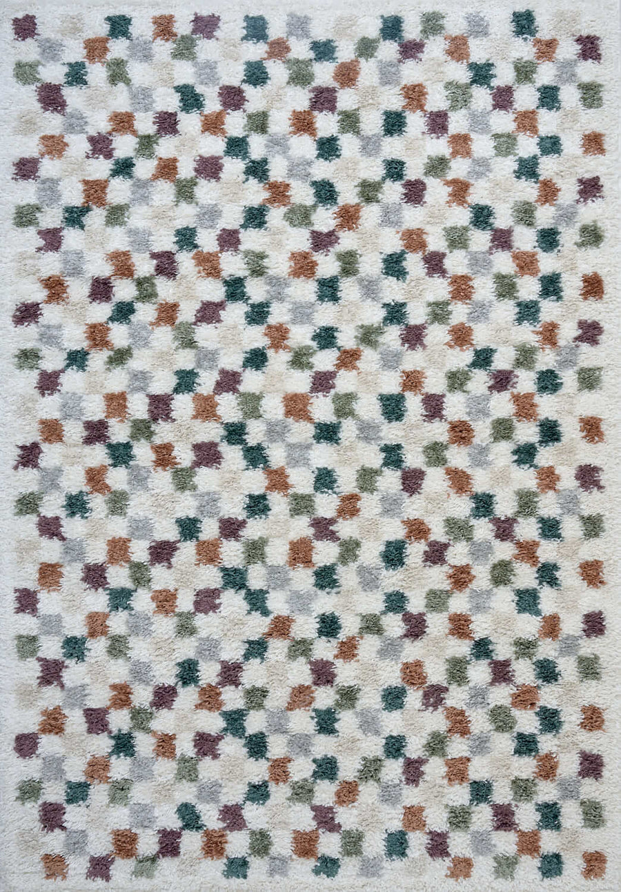 Moodi Shaggy Multicolour Rug, tartan design, high & fluffy pile | THE RUGS