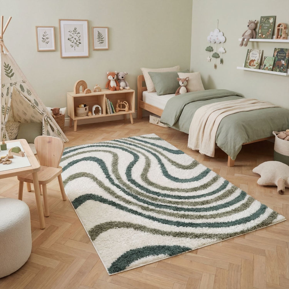 Moodi. Myshaggy rug, Striped design, 30 mm plush pile, easy maintain | THE RUGS