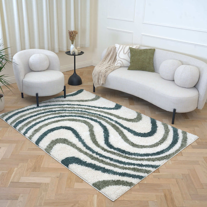 Moodi. Myshaggy rug, Striped design, 30 mm plush pile, easy maintain | THE RUGS