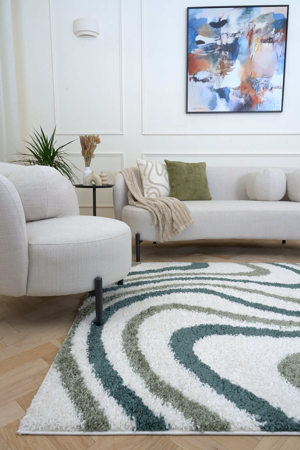 Moodi. Myshaggy rug, Striped design, 30 mm plush pile, easy maintain | THE RUGS