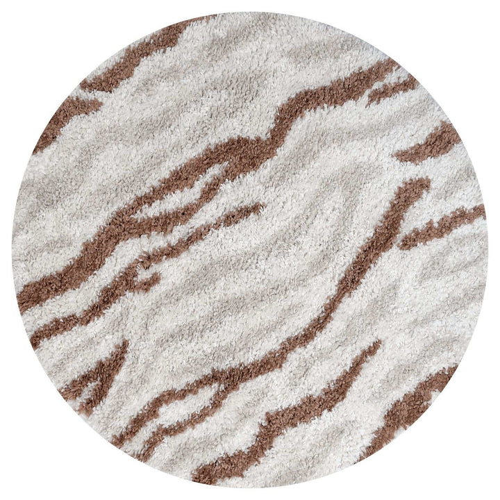 Moodi Shaggy Cream/Brown, abstract design, underfloor heating | THE RUGS