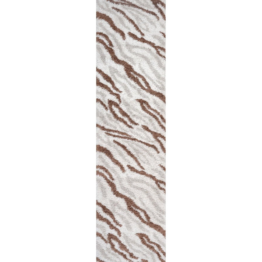 Moodi Shaggy Cream/Brown, abstract design, underfloor heating | THE RUGS