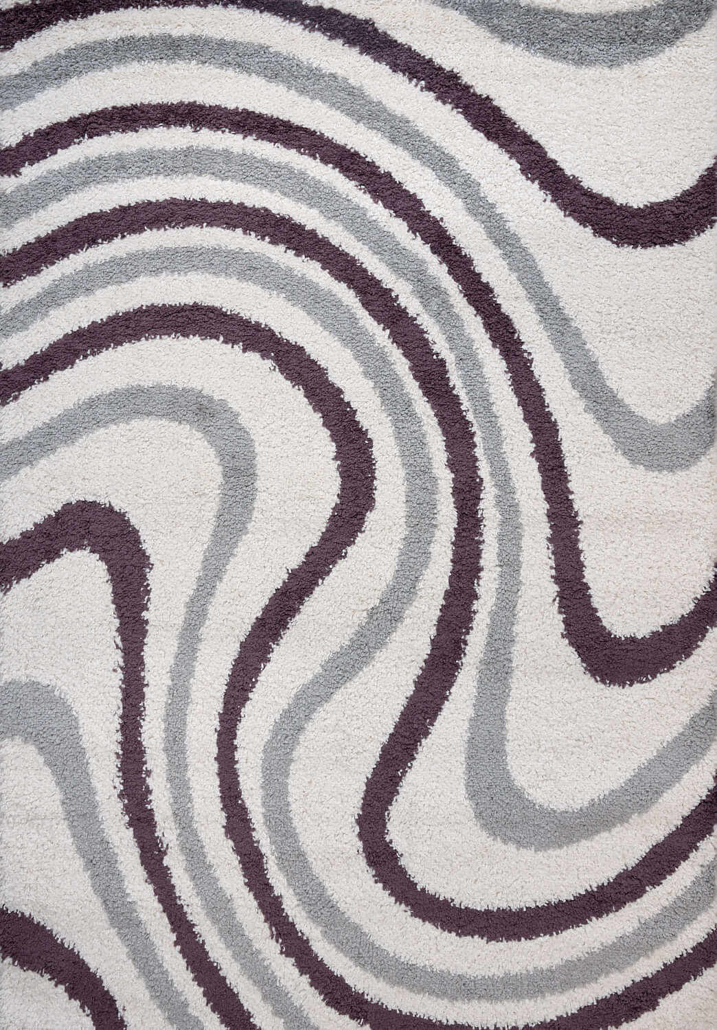 Moodi Shaggy Grey/Purple rug, striped design, soft pile | THE RUGS